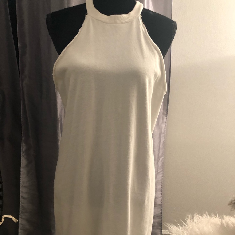 White sleeveless sweatshirt dress